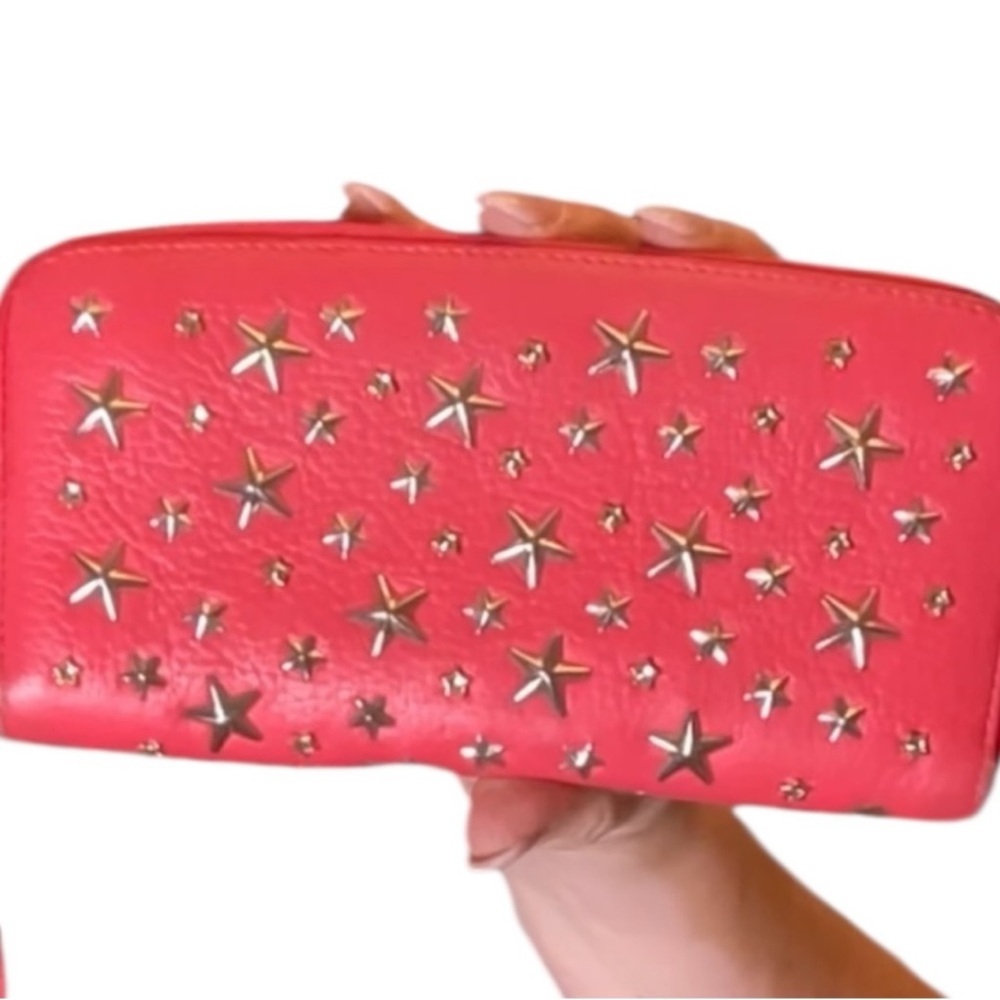 Jimmy Choo Coral Star Studded Leather Wallet